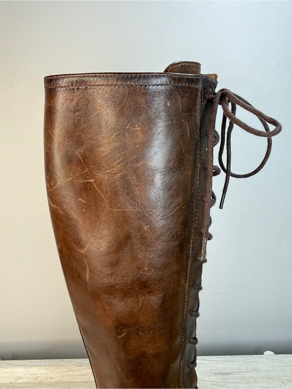 Like New! Frye Women's Parker Tall Lace Up Brown Leather Heeled Boots Size 7 - Picture 8 of 16